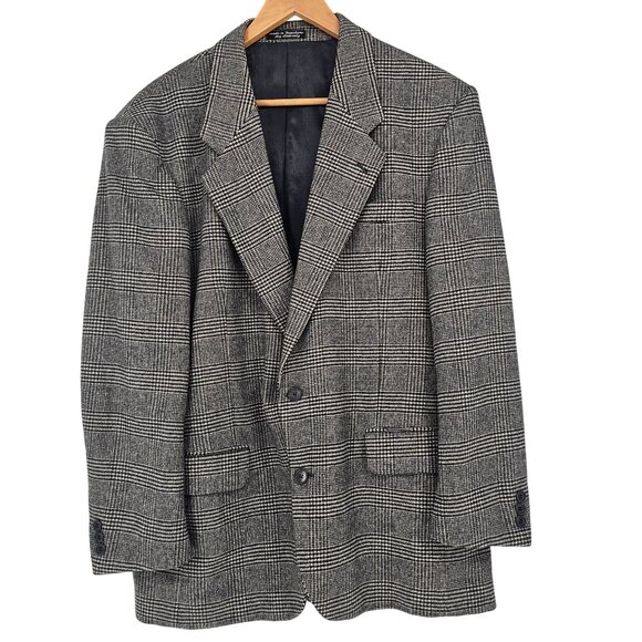 Christian Aujard Cashmere Blazer Jacket 42R Glen Check Plaid Luxury Gentleman